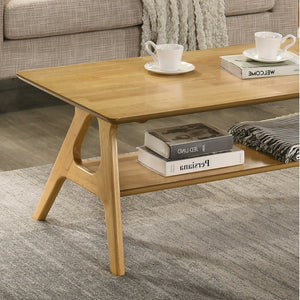English Elm Arona Mid-century Okume Veneer Coffee Table with Open Shelf for Living Room Oak T2574P510868