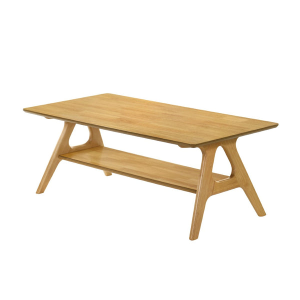 English Elm Arona Mid-century Okume Veneer Coffee Table with Open Shelf for Living Room Oak T2574P510868