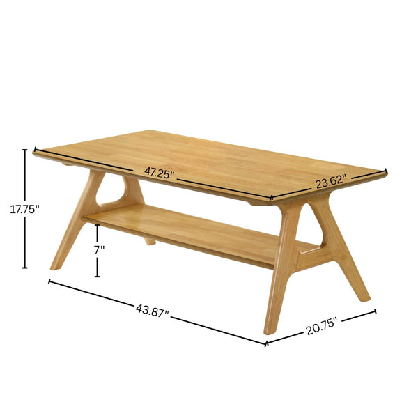 English Elm Arona Mid-century Okume Veneer Coffee Table with Open Shelf for Living Room Oak T2574P510868