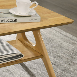 English Elm Arona Mid-century Modern Rubberwood End Table with Open Shelf for Living Room Oak T2574P516484
