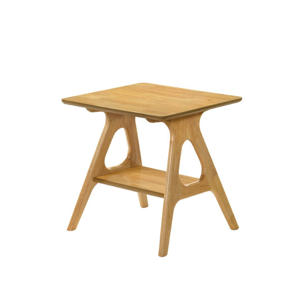 English Elm Arona Mid-century Modern Rubberwood End Table with Open Shelf for Living Room Oak T2574P516484