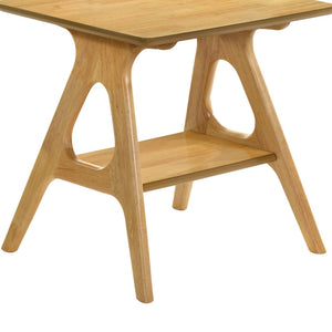 English Elm Arona Mid-century Modern Rubberwood End Table with Open Shelf for Living Room Oak T2574P516484