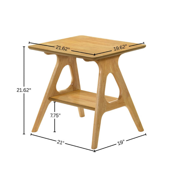 English Elm Arona Mid-century Modern Rubberwood End Table with Open Shelf for Living Room Oak T2574P516484