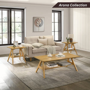 English Elm Arona Mid-century Modern Rubberwood End Table with Open Shelf for Living Room Oak T2574P516484