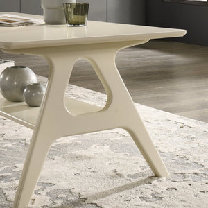 English Elm Arona Mid-century Modern Rubberwood End Table with Open Shelf for Living Room Off White T2574P516485