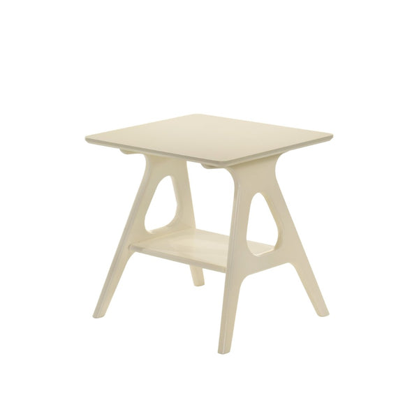 English Elm Arona Mid-century Modern Rubberwood End Table with Open Shelf for Living Room Off White T2574P516485