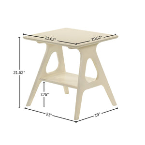 English Elm Arona Mid-century Modern Rubberwood End Table with Open Shelf for Living Room Off White T2574P516485