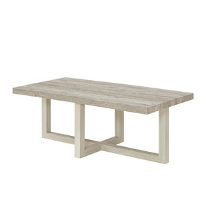 English Elm Luno Rectangular Coffee Table with Geometric Cross Base for Modern Living Rooms Weathered Gray and Beige T2574P516487