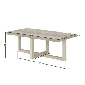 English Elm Luno Rectangular Coffee Table with Geometric Cross Base for Modern Living Rooms Weathered Gray and Beige T2574P516487