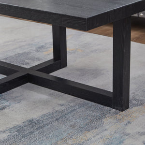 English Elm Luno Rectangular Coffee Table with Geometric Cross Base for Modern Living Rooms Black T2574P516488