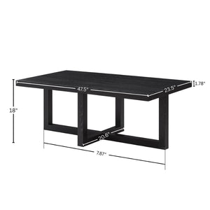 English Elm Luno Rectangular Coffee Table with Geometric Cross Base for Modern Living Rooms Black T2574P516488