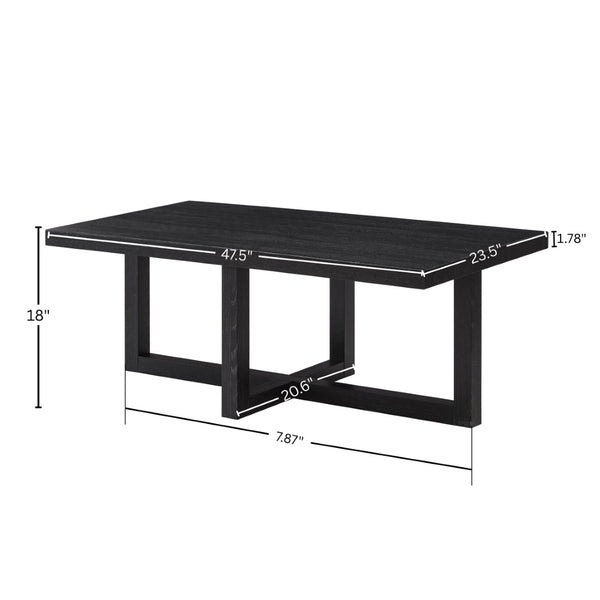 English Elm Luno Rectangular Coffee Table with Geometric Cross Base for Modern Living Rooms Black T2574P516488