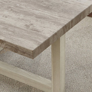 English Elm Luno Contemporary Geometric End Table with Architectural Base for Living Room Decor Weathered Gray and Beige T2574P516491