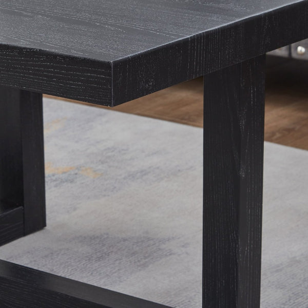 English Elm Luno Contemporary Geometric End Table with Architectural Base for Living Room Decor Black T2574P516492