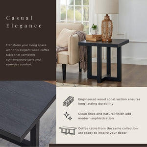 English Elm Luno Contemporary Geometric End Table with Architectural Base for Living Room Decor Black T2574P516492