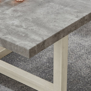 English Elm Luno Contemporary Geometric End Table with Architectural Base for Living Room Decor Faux Concrete and White T2574P516493