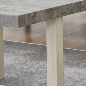 English Elm Luno Contemporary Geometric End Table with Architectural Base for Living Room Decor Faux Concrete and White T2574P516493