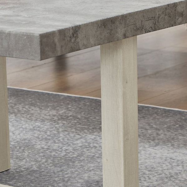 English Elm Luno Contemporary Geometric End Table with Architectural Base for Living Room Decor Faux Concrete and White T2574P516493