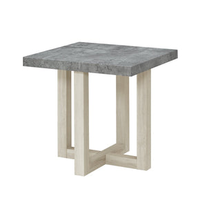 English Elm Luno Contemporary Geometric End Table with Architectural Base for Living Room Decor Faux Concrete and White T2574P516493