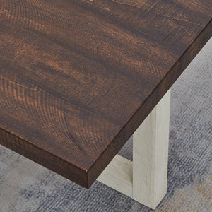 English Elm Luno Contemporary Geometric End Table with Architectural Base for Living Room Decor Walnut and White T2574P516494