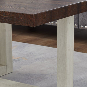 English Elm Luno Contemporary Geometric End Table with Architectural Base for Living Room Decor Walnut and White T2574P516494