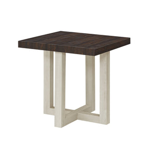 English Elm Luno Contemporary Geometric End Table with Architectural Base for Living Room Decor Walnut and White T2574P516494