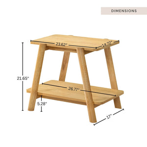 English Elm Metz Mid-century Oak Veneer End Table with Open Shelf and Sculptural Round Legs T2574P516495