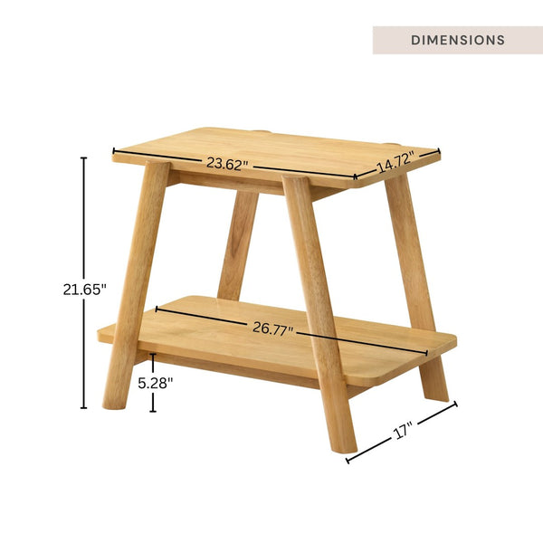 English Elm Metz Mid-century Oak Veneer End Table with Open Shelf and Sculptural Round Legs T2574P516495