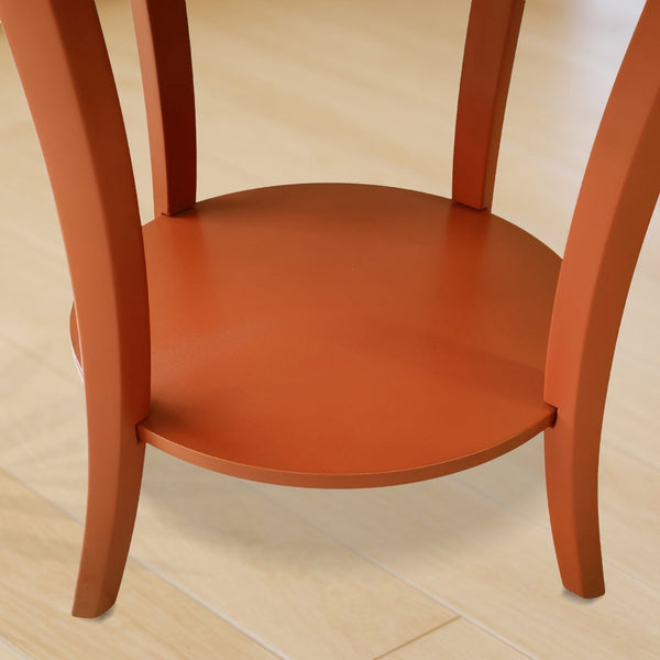 English Elm Perth Round Two Tier Birch Wood End Table with Curved Legs for Contemporary Living Orange T2574P519680