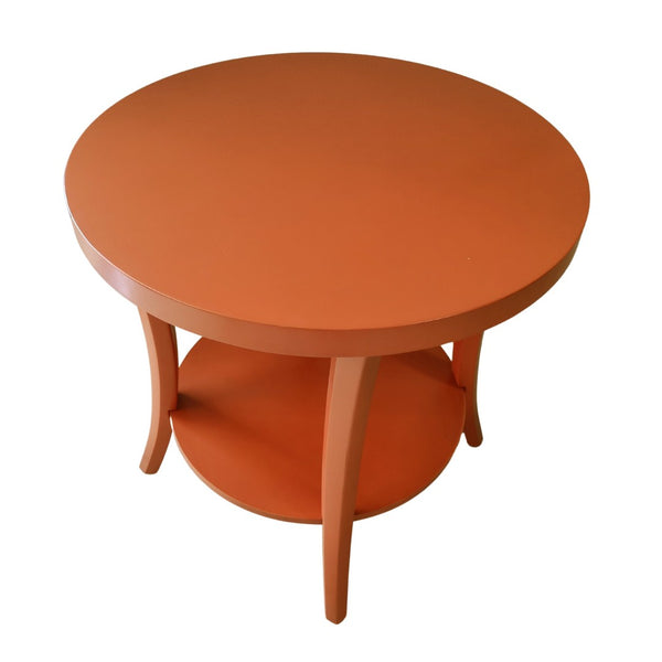 English Elm Perth Round Two Tier Birch Wood End Table with Curved Legs for Contemporary Living Orange T2574P519680