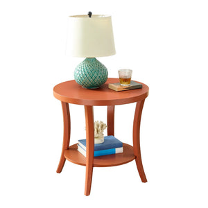 English Elm Perth Round Two Tier Birch Wood End Table with Curved Legs for Contemporary Living Orange T2574P519680
