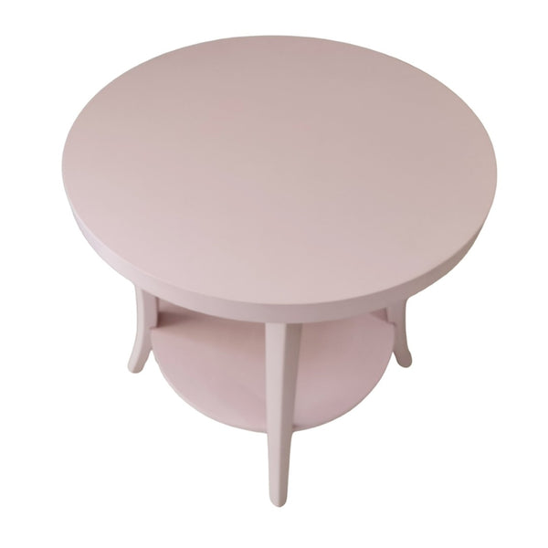 English Elm Perth Round Two Tier Birch Wood End Table with Curved Legs for Contemporary Living Pink T2574P519681