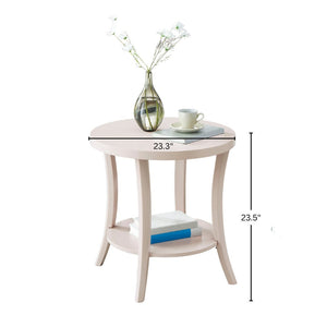 English Elm Perth Round Two Tier Birch Wood End Table with Curved Legs for Contemporary Living Pink T2574P519681