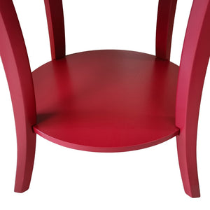 English Elm Perth Round Two Tier Birch Wood End Table with Curved Legs for Contemporary Living Red T2574P519682
