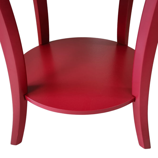 English Elm Perth Round Two Tier Birch Wood End Table with Curved Legs for Contemporary Living Red T2574P519682