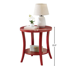 English Elm Perth Round Two Tier Birch Wood End Table with Curved Legs for Contemporary Living Red T2574P519682