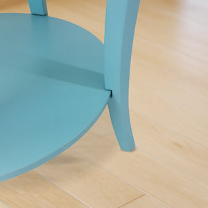 English Elm Perth Round Two Tier Birch Wood End Table with Curved Legs for Contemporary Living Teal T2574P519683