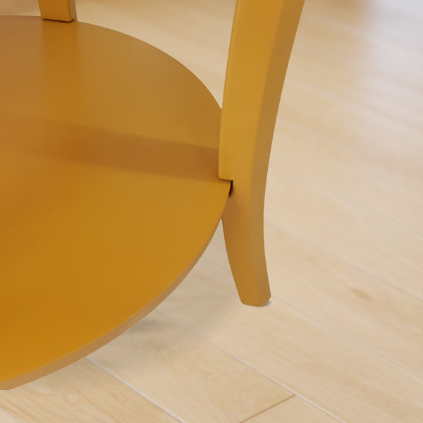 English Elm Perth Round Two Tier Birch Wood End Table with Curved Legs for Contemporary Living Yellow T2574P519684