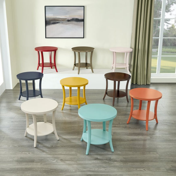English Elm Perth Round Two Tier Birch Wood End Table with Curved Legs for Contemporary Living Yellow T2574P519684
