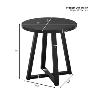 English Elm Modern Harmony Round Mdf Tabletop Rubberwood Legs Compact End Table for Living Rooms Black T2574P519685