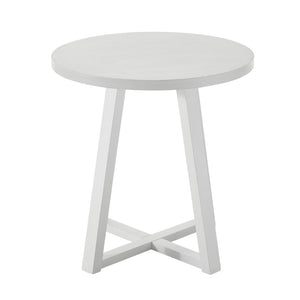 English Elm Modern Harmony Round Mdf Tabletop Rubberwood Legs Compact End Table for Living Rooms White T2574P519687