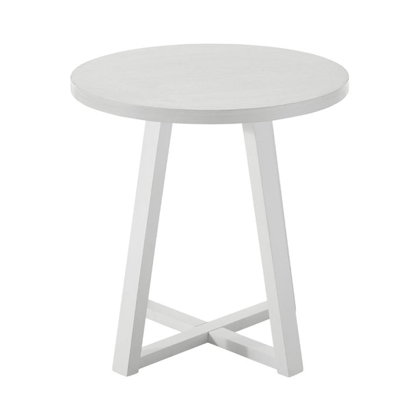 English Elm Modern Harmony Round Mdf Tabletop Rubberwood Legs Compact End Table for Living Rooms White T2574P519687