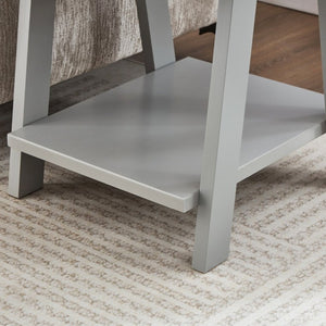 English Elm Athens Sawhorse End Table with Open Shelf for Living Room or Reading Nook Gray T2574P519688