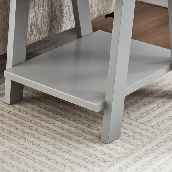 English Elm Athens Sawhorse End Table with Open Shelf for Living Room or Reading Nook Gray T2574P519688