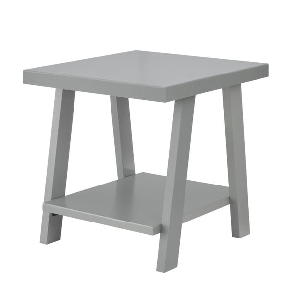English Elm Athens Sawhorse End Table with Open Shelf for Living Room or Reading Nook Gray T2574P519688
