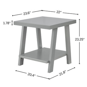 English Elm Athens Sawhorse End Table with Open Shelf for Living Room or Reading Nook Gray T2574P519688