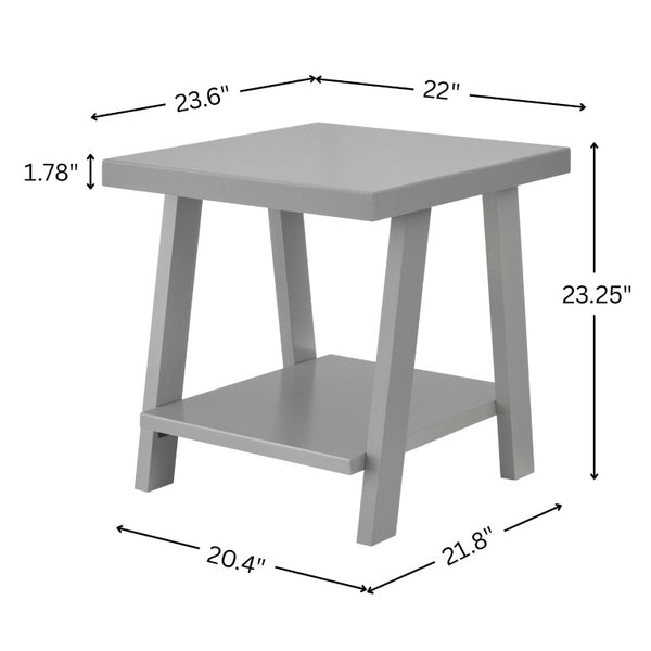 English Elm Athens Sawhorse End Table with Open Shelf for Living Room or Reading Nook Gray T2574P519688