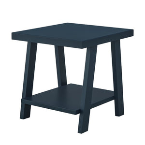 English Elm Athens Sawhorse End Table with Open Shelf for Living Room or Reading Nook Navy T2574P519689
