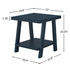 English Elm Athens Sawhorse End Table with Open Shelf for Living Room or Reading Nook Navy T2574P519689