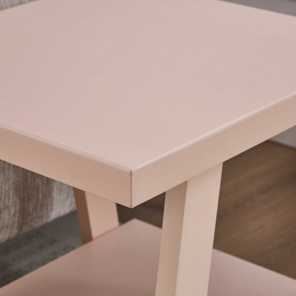 English Elm Athens Sawhorse End Table with Open Shelf for Living Room or Reading Nook Pink T2574P519690